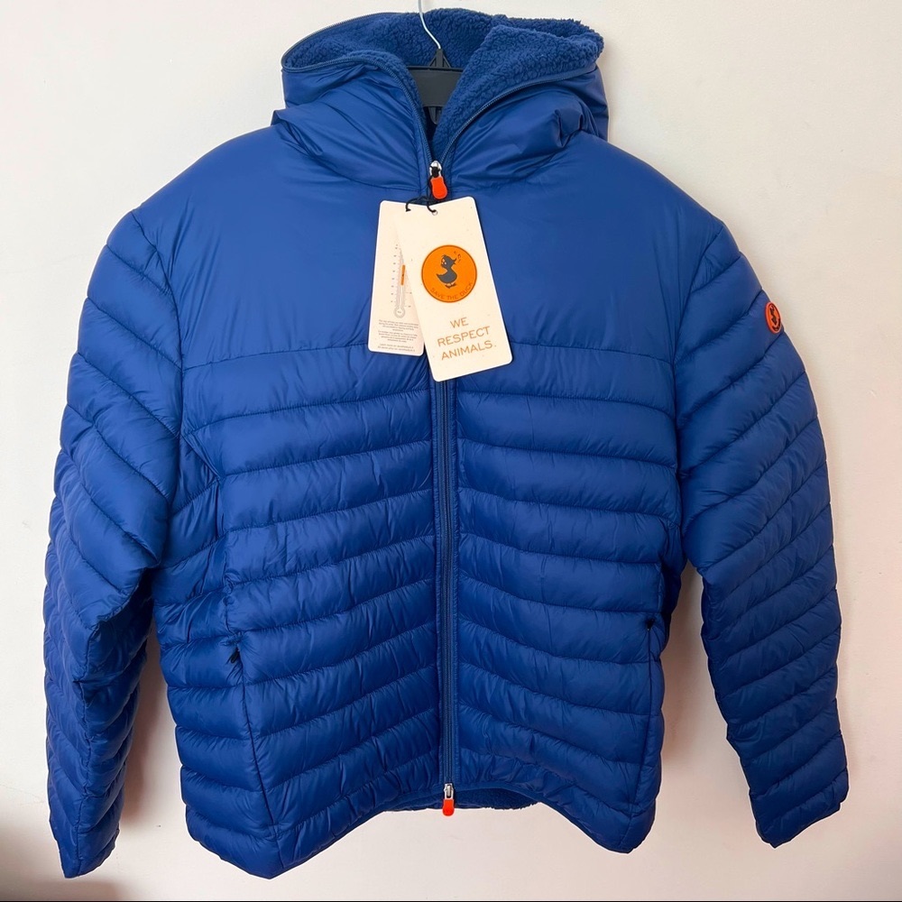 NWTs “Save the Duck” Men’s Fleece-Lined Hooded Nathan Jacket. Eclipse Blue.